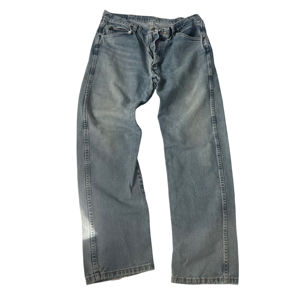 Wrangler Mens Five Star Premium Denim Straight Leg Light Wash Jeans 34x32